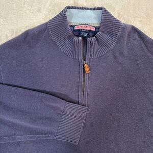 Vineyard Vines Mens XL Blue Cotton Cashmere Blend Quarter Zip Pullover Sweater